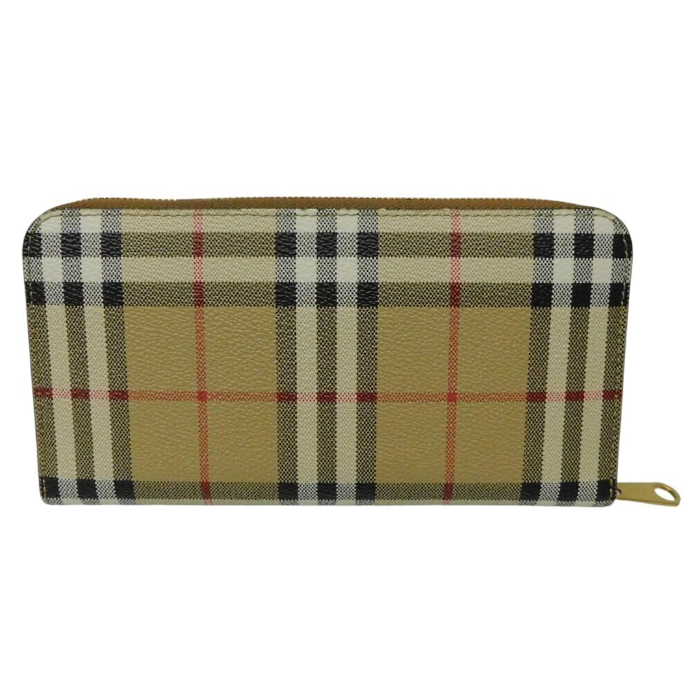 Burberry Wallet Beige Brown Check Zip Long Tan Brown